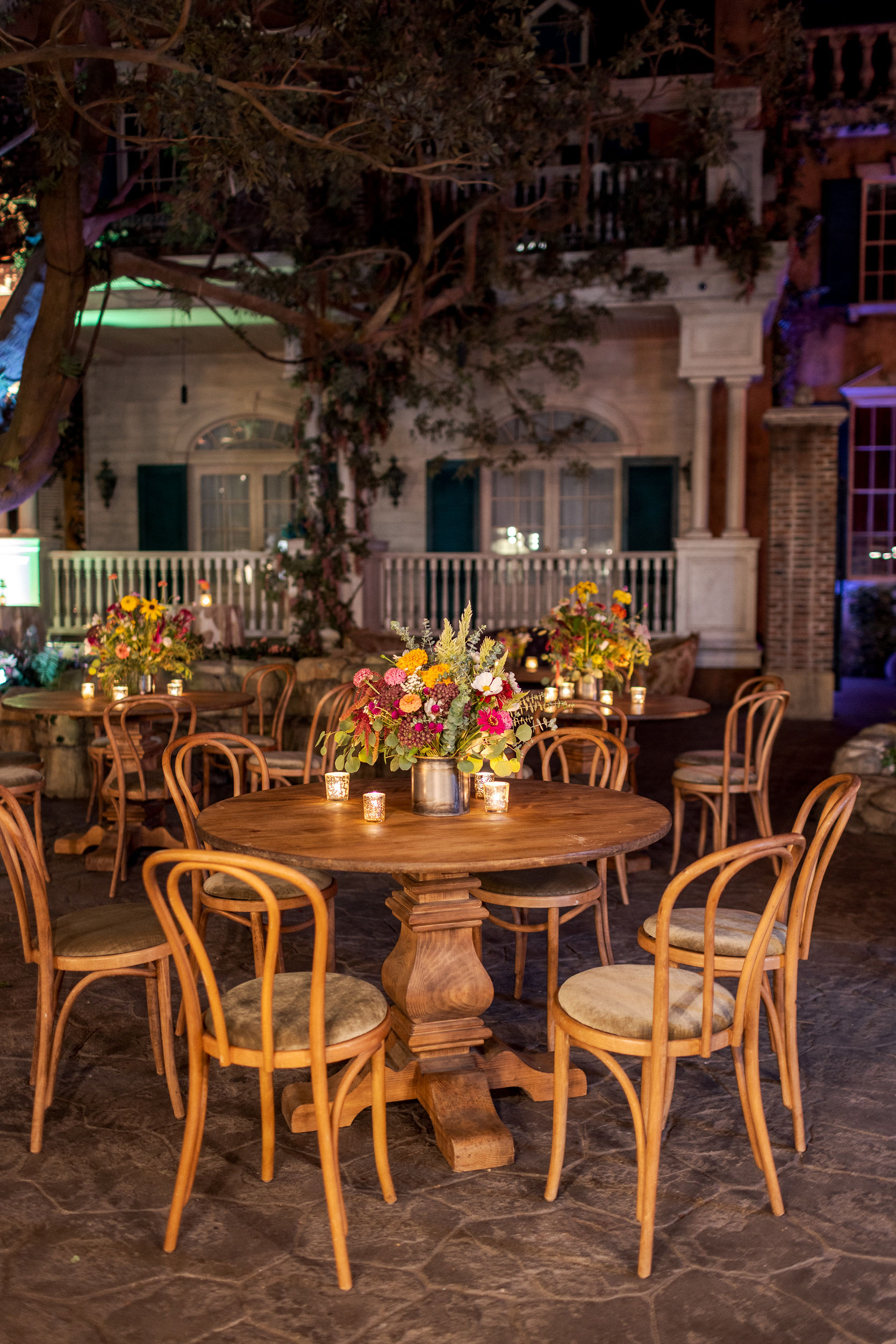 Bayou Gala Event Outdoor Table and Flower Centerpiece Arrangement in New Orleans