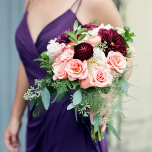 colorful bridesmaid bouquets for fall wedding in new orleans created by kim starr wise floral events bouquets with roses, dahlias, ranunculus, foliage, greenery
