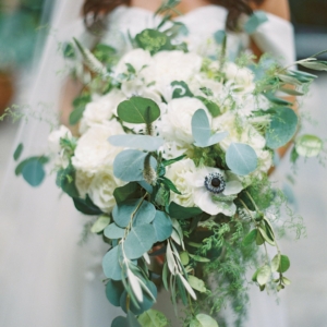 large textured, organic bridal bouquet in shades of white and green by best event florist in new orleans kim starr wise