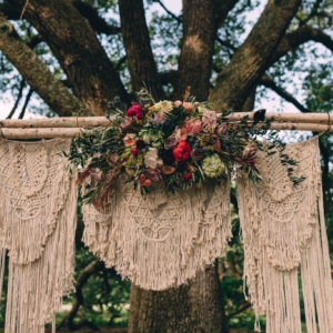new orleans wedding floral arrangements kim starr wise macrame wedding backdrop boho style