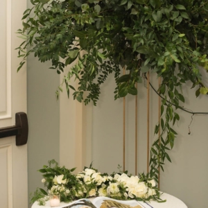 wedding flowers with heavy greenery and less floral-based reception decor for southern wedding in louisiana by kim starr wise floral artist and event florist