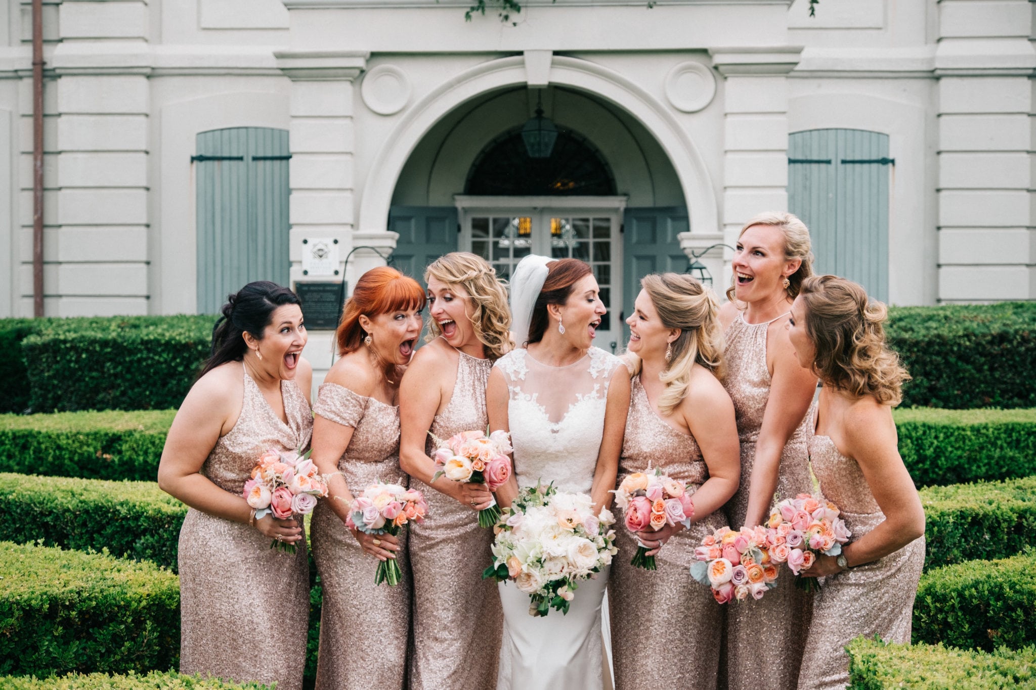 Alison and bridesmaids with bouquets by Kim Starr Wise